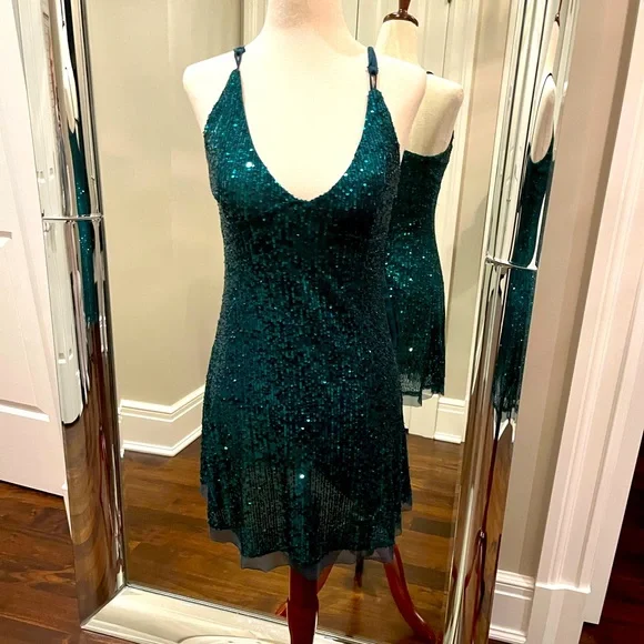 green emerald velvet dress Hot Shot Mini Dress by Fp Movement at Free People, Green Glow, Xs